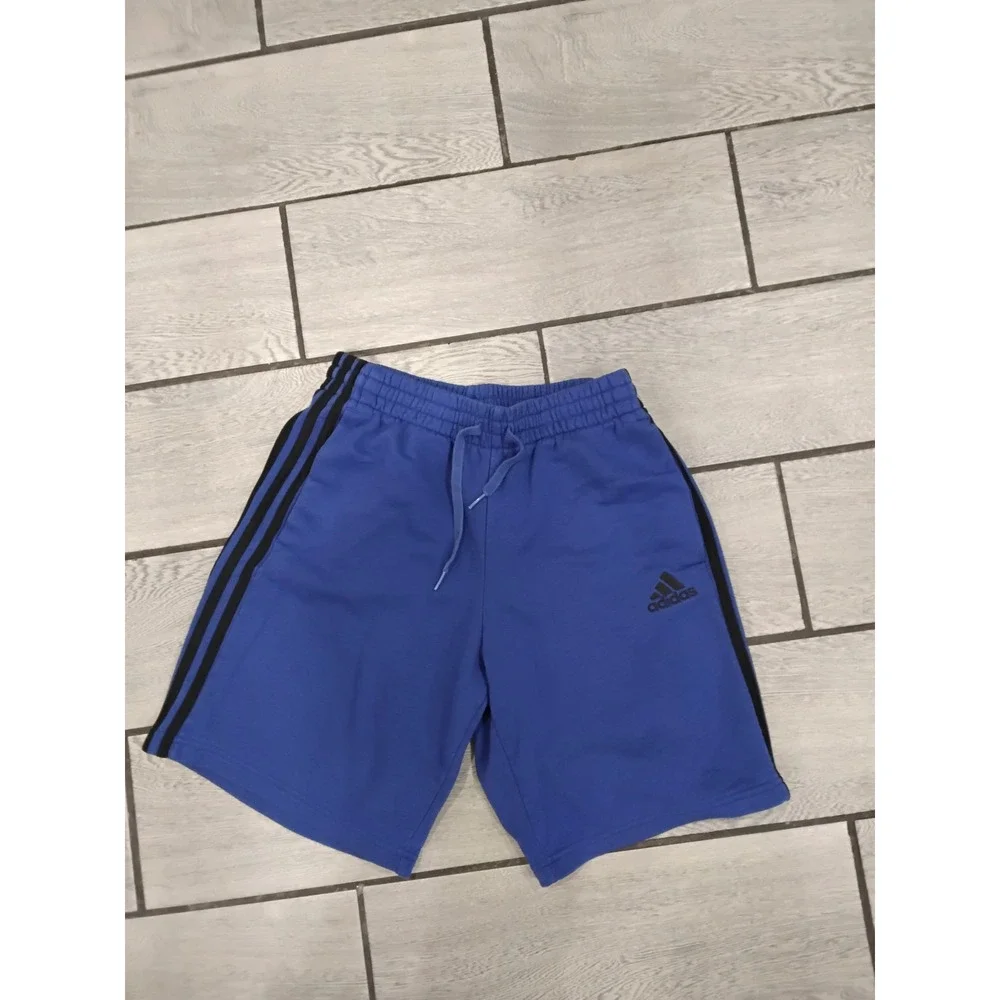 Adidas Mens Athletic Shorts Blue‎ Logo Stripe Comfort Waistband Size M